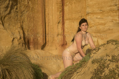 plus-size modelling of lingerie, on beach photography session
