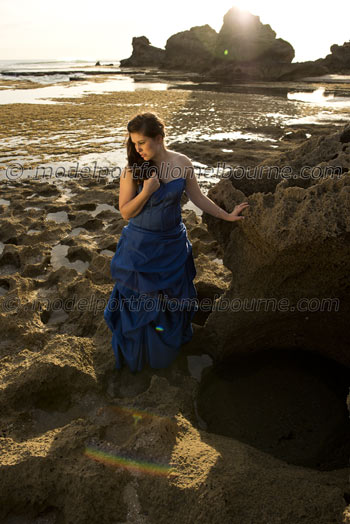 professional photo shoot of model in beachside fashion